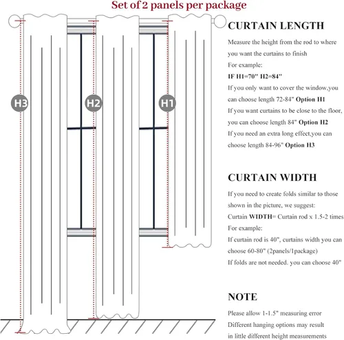 Miniatura 4 de Cortinas opacas extraanchas, 2 paneles para puertas corredizas de vidrio, moderna mezcla de lino plisado pesado, piso a techo, ventanas grandes, 70