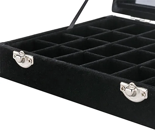 Miniatura 5 de 24 rejillas de terciopelo anillo de cristal pendientes caja de joyería organizador de pendientes soporte de almacenamiento vitrina