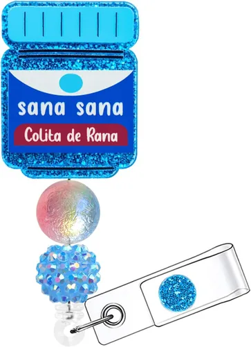 Carrete de insignia para enfermera, lindo soporte retráctil con clip de identificación para enfermera, accesorios para el trabajo, divertidos Azul
