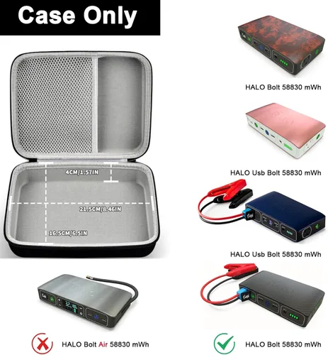 Miniatura 2 de Funda compatible con arrancador de batería portátil para automóvil Halo Bolt 58830/44400/57720 mWh cargador. Soporte de banco de energía para Negro