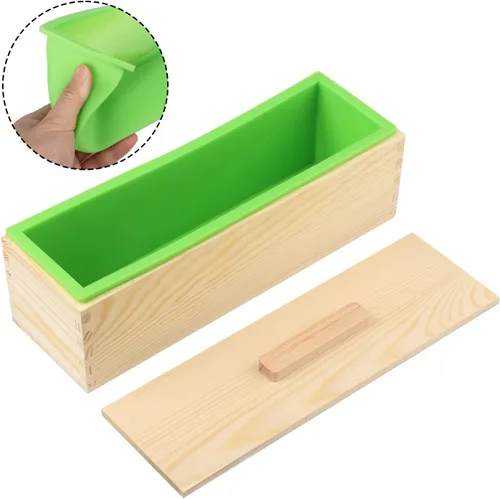 Miniatura 4 de Paquete de 6 moldes para pan de jabón de 42 onzas, moldes de jabón para hacer jabón con cajas de madera, los moldes de barra de jabón se pueden