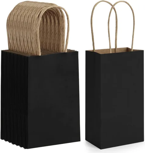 Bolsas de regalo de papel kraft BagDream 100 unidades 3.5 x 2.4 x 6.7 pulgadas, pequeñas bolsas de regalo para fiestas con asas, bolsas de papel