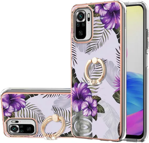 Miniatura 5 de XYX Case for Xiaomi Redmi Note 10 4G, Sparkling Marble TPU IMD Bumper Hybrid Protective Phone Cover with 360 Rotating Ring Kickstand,White Milky Way
