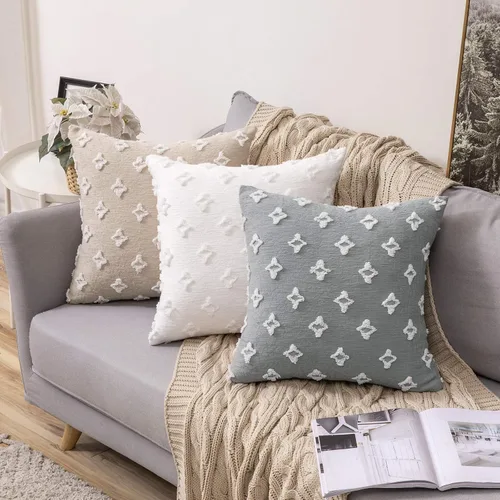 Miniatura 5 de MIULEE Juego de 2 fundas de almohada decorativas de jacquard rómbico, funda de cojín cuadrada suave para sofá, cama, dormitorio, sala de estar, 16 x