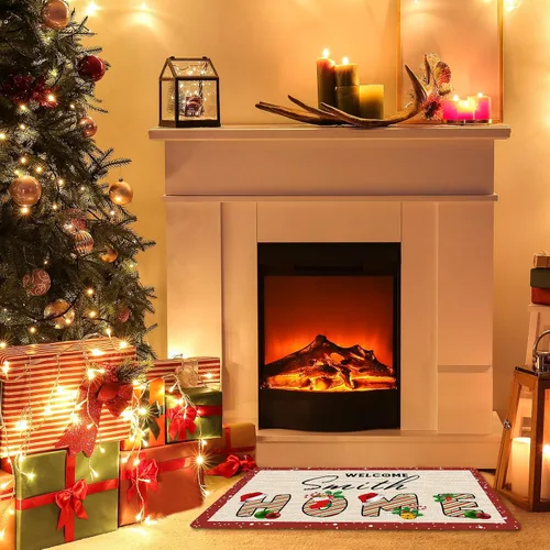 Miniatura 6 de Tapete personalizado de bienvenida de Navidad para entrada al aire libre con nombre, tapete de puerta de Navidad personalizado para Navidad, tapete