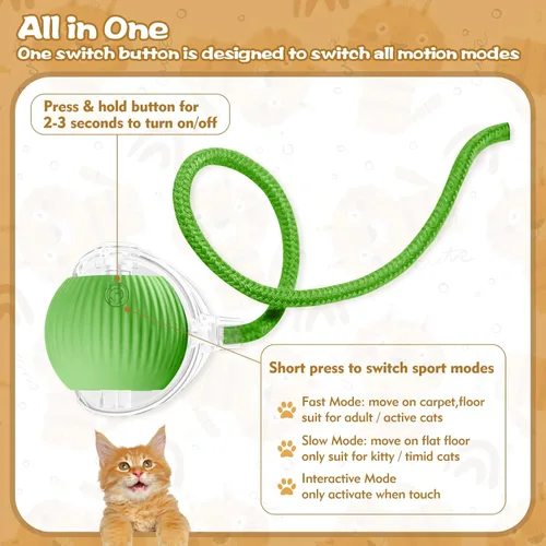 Miniatura 4 de Pelota interactiva para gatos de interior, bola para mascotas, juguete automático mejorado 2025 para gatos adultos aburridos de interiores, juguete