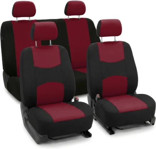 Miniatura 13 de FH Group Juego completo de fundas de asiento de automóvil de tela plana, color beige combo, diseño de fundas de asiento de automóvil pequeño