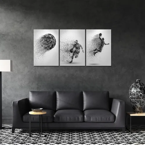Miniatura 5 de Arte de lienzo para pared, silueta de partículas de baloncesto, póster de deportes, impresiones artísticas, pintura, cuadros enmarcados, obra