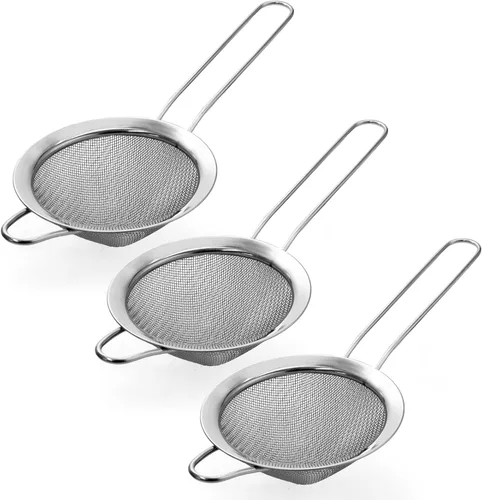Miniatura 9 de Biaungdo 2 coladores de malla fina de 3.3 in/3.3 pulgadas, colador de té de acero inoxidable, coladores de malla cónica para cóctel, café
