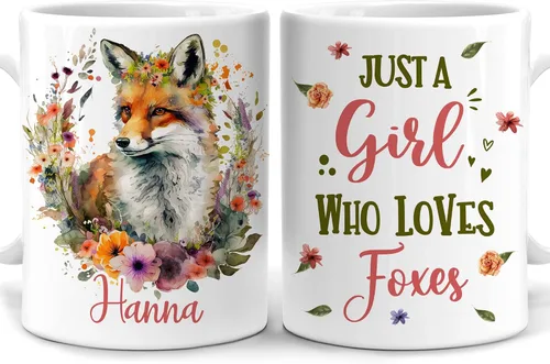 Hyturtle Taza de zorro personalizada para niñas y mujeres, regalos de cumpleaños para amantes de los zorros, regalos de zorro para mujeres, regalos