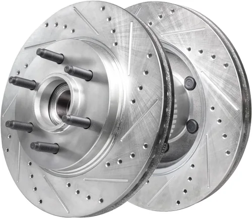 Miniatura 7 de Detroit Axle - Kit de frenos RWD para Ford F-150 Lincoln Mark LT 2004-2008, frenos de disco perforados y ranurados, rotores pastillas de freno
