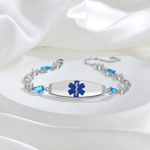 Miniatura 60 de OPALSTOCK Pulseras médicas personalizadas de silicona ajustable para identificación de emergencias, grabado gratuito, 9 pulgadas, resistente al