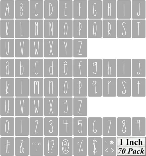 Plantillas de letras del alfabeto de 1 pulgada para pintar, paquete de 70 plantillas de letras y números con letreros para pintar sobre madera,