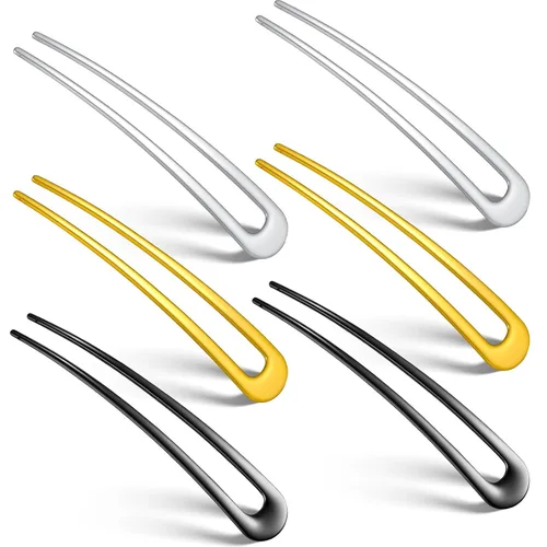 Miniatura 11 de WILLBOND 6 horquillas francesas para el cabello para mujer, horquillas de metal de 4 pulgadas, en forma de U, 2 puntas, horquilla para el peinado