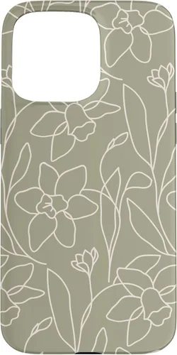Miniatura 31 de Poppy Flower Line Art Modern Leaves Boho Artichoke Green Case for iPhone 17
