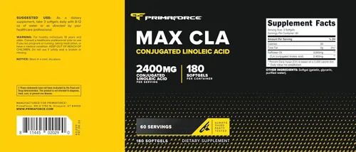 Miniatura 5 de Suplemento PrimaForce Max CLA Ayuda a la pérdida de grasaaumenta la masa magramejora la oxidación de la grasa