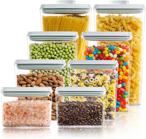 Miniatura 29 de Recipientes Herméticos Pop Apilables - Paquete de 2 Recipientes de Almacenamiento de Cereales con Tapas Herméticas, Recipientes Pop Up a Prueba
