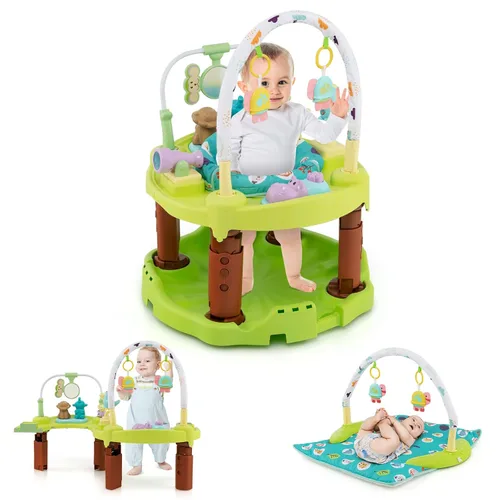 BABY JOY Centro de actividades para bebé Bouncer, centro de actividades y mesa 3 en 1 | Tapete de juego para bebés, platillo de actividad de rebote