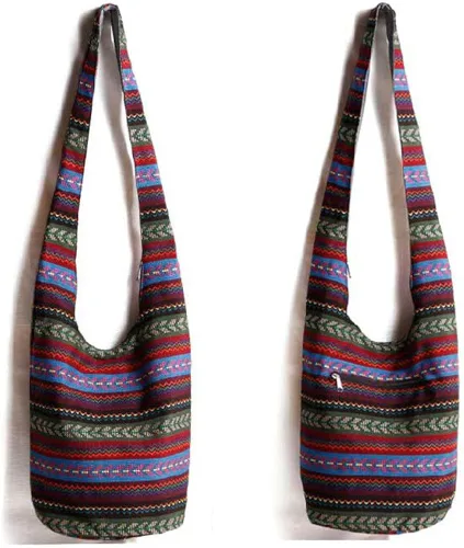 Miniatura 3 de KARRESLY - Bolso bandolera de algodón bohemio, estilo hippie, hecho a mano