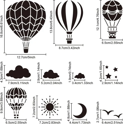 Miniatura 2 de NBEADS Plantilla de globo de aire caliente, plantillas reutilizables, cuadradas, manualidades, manualidades, pintura y pared, de 11.8 x 11.8