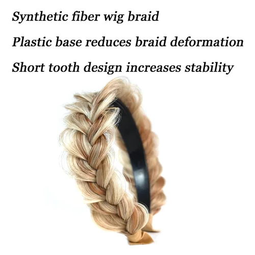 Miniatura 3 de Banda ancha trenzada para el cabello, accesorios para el cabello, banda elástica antideslizante para mujeres y niñas (A1002)