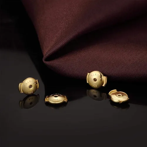 Miniatura 6 de DELECOE 2 pares de parte trasera de aretes de plata de ley 925, parte trasera de aretes chapados en oro de 18 quilates, hipoalergénica, con bloqueo