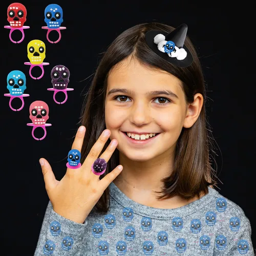 Miniatura 3 de Fruidles Anillos duros de calavera de Halloween, Día de los Muertos, envueltos individualmente (paquete de 12)