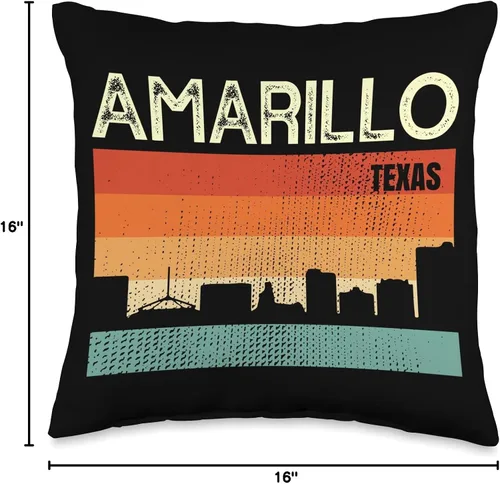 Miniatura 4 de Amarillo TX USA Flag Souvenir Amarillo Texas Town Skyline - Almohada (16 x 16 pulgadas), multicolor