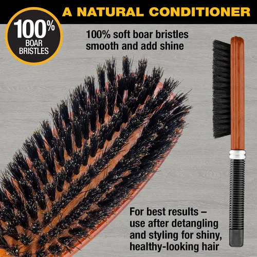 Miniatura 3 de Conair Cepillo de cerdas de jabalí multiusos - Cepillo para el cabello - Cepillo para el cabello para hombres y mujeres - Marrón