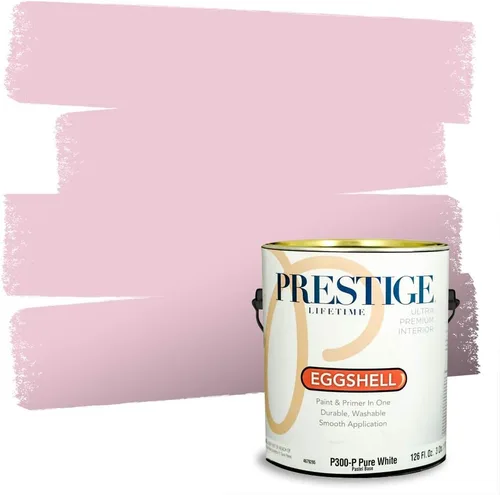 Miniatura 211 de Prestige Paints E100-T-SW6591 Pintura exterior e imprimación en uno, 1 galón, plano, combinación comparable de Sherwin Williams Amaryllis, 1 galón