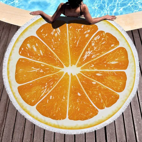 Miniatura 8 de Toalla de playa redonda de frutas de gran tamaño con borla, tapete de yoga multiusos para niños, toallas de gateo, toalla de microfibra circular