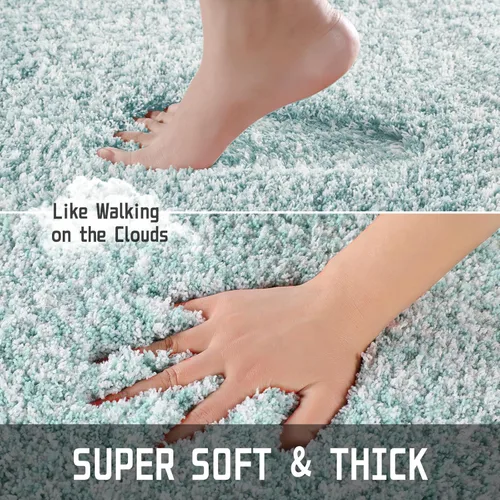 Miniatura 11 de Yimobra Alfombra de baño de felpa esponjosa, súper lanuda suave, cómoda, antideslizante, absorbente de agua, alfombra de baño de microfibra que se