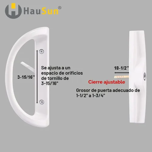 Miniatura 5 de Juego de manijas para puerta corrediza de patio con cilindro de llave y cerradura de mortaja, juego completo de cerradura de manija de repuesto que