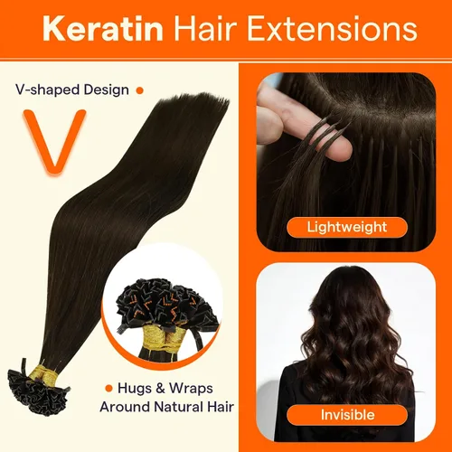 Miniatura 3 de Full Shine Ktip - Extensiones de cabello humano, 22 pulgadas, 1.76 onzas, 50 hebras de color 1 negro azabache, cabello lacio natural, mezcla sin