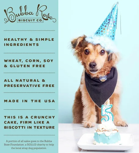 Miniatura 4 de Bubba Rose Biscuit Company: Blue Dog Birthday Baby Cake - Textura crujiente de galletas - Golosina natural gourmet para mascotas - Pastel