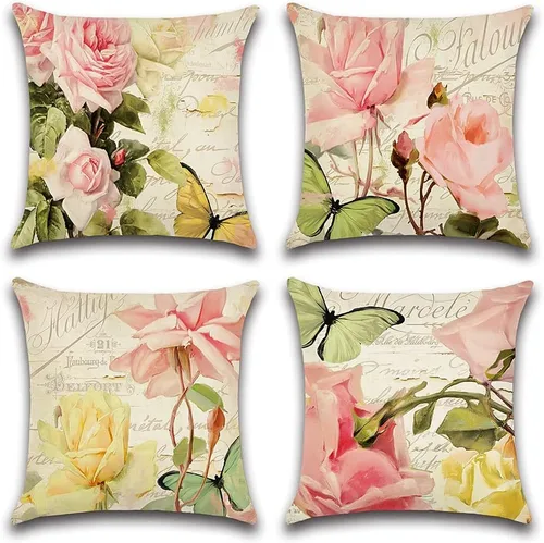 Miniatura 17 de Artscope Juego de 4 fundas de almohada impermeables de 12 x 20 pulgadas, con patrón de hortensias y loto, perfectas para exteriores, patio, jardín