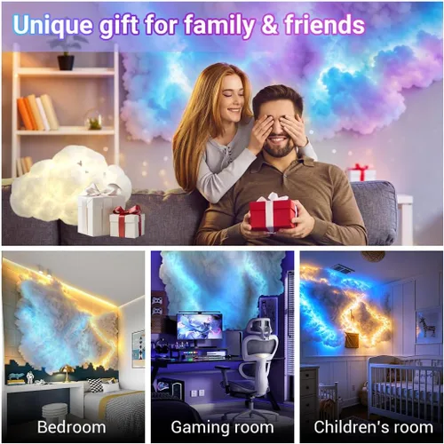 Miniatura 2 de FUSLITE Luz LED 3D Thundercloud, luces de nube de techo con control remoto, kit de bricolaje, nubes LED para techo, sala de juegos, dormitorio