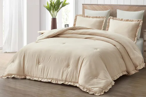 Miniatura 23 de Chezmoi Collection Nora - Juego de edredón negro tamaño King de 3 piezas, esponjoso, suave, lavado a la piedra, con volantes, ropa de cama Shabby