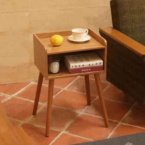 Miniatura 6 de MaxSmeo - Conjunto de 2 mesitas de noche, mesa auxiliar de estilo moderno de mediados de siglo para dormitorio con almacenamiento, pequeño juego