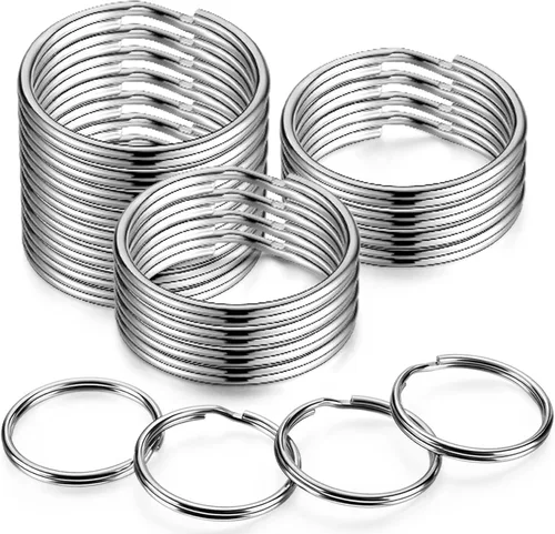Miniatura 8 de YHYZ Llaveros de 1.5 pulgadas a granel (100 piezas, redondos), 1.496 in (1 1/2 pulgadas), llaveros de metal plateado para llavero Kechain, collar