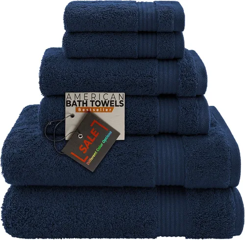 Miniatura 11 de American Bath Towels Juego de 6 toallas turcas de 100% algodón, ultra suaves, absorbentes, 2 toallas de baño, 2 toallas de mano, 2 toallas pequeñas