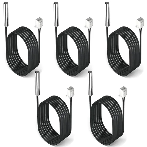 Miniatura 14 de DROK 3 piezas de sonda de sensor de temperatura de 10K, sonda de temperatura impermeable de 1 metro, sonda de temperatura de acero inoxidable 3950