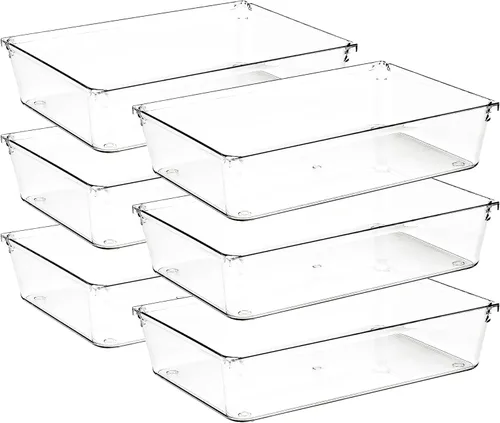 Miniatura 24 de Paquete de 4 organizadores de cajones, contenedores de almacenamiento de acrílico transparente de 6 x 9 pulgadas con almohadillas antideslizantes