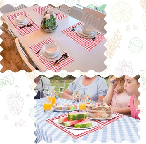 Miniatura 5 de Eaasty 50 manteles individuales desechables de papel a cuadros rojos para verano, picnic, barbacoa, doble cara para baby showers, bodas, cumpleaños