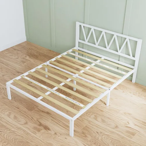 Miniatura 9 de Novilla Bed Frames with Piano Keys Headboard and Footboard, Metal Platform Bed Frame