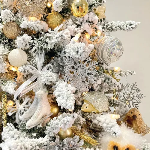 Miniatura 3 de Fraser Hill Farm - Árbol de Navidad preiluminado Mountain Pine de 6.5 pies, con luces inteligentes incandescentes blancas, muy nevado, follaje