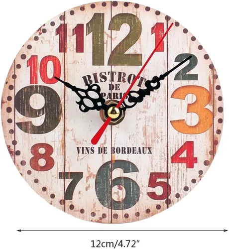 Miniatura 3 de Relojes de pared de madera sin tictac, funciona con pilas, estilo retro, decorativo, para sala de estar, cocina