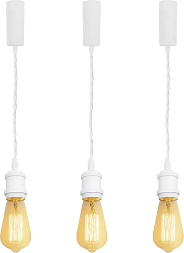 Miniatura 38 de Kiven 3 luces H System Track Mini colgante, soporte de lámpara con acabado negro perla, kit de luces de riel, colgante de rosa, tela trenzada