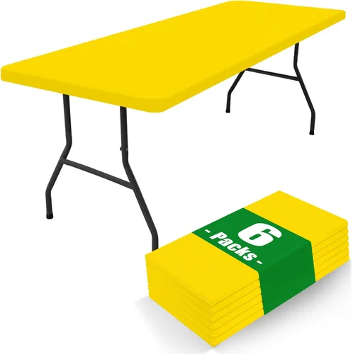 Miniatura 19 de Moosfor Paquete de 6 manteles cuadrados de elastano, manteles elásticos ajustables para pícnic, cubierta de mesa de patio elástica lavable para Negro