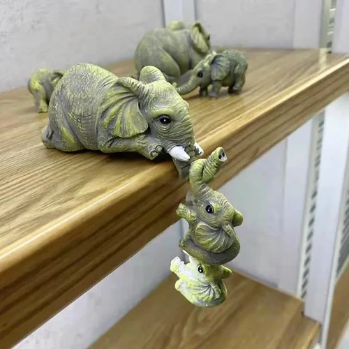 Miniatura 3 de Juego de 3 piezas de estatua de decoración de elefante, madre y dos bebés colgantes, adornos para sala de estar, dormitorio, decoración del hogar